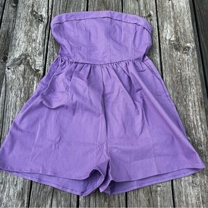 Mayblanc lilac cotton blend strapless romper, size Medium.